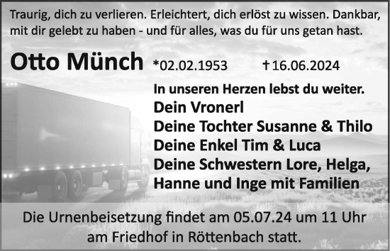 Anzeige von Otto Münch von MGO