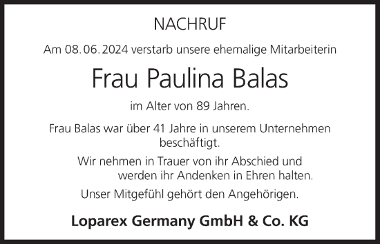 Anzeige von Paulina Balas von MGO