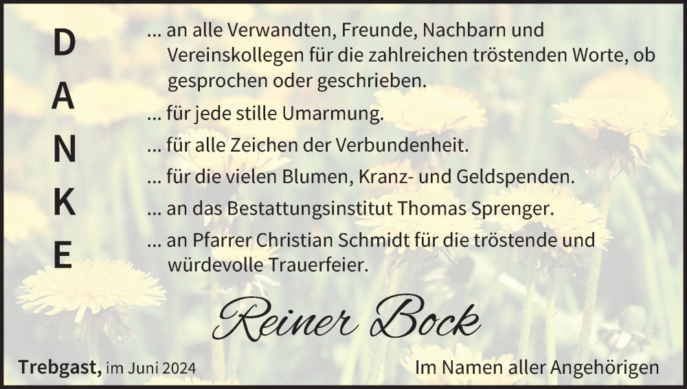  Traueranzeige für Reiner Bock vom 12.06.2024 aus MGO