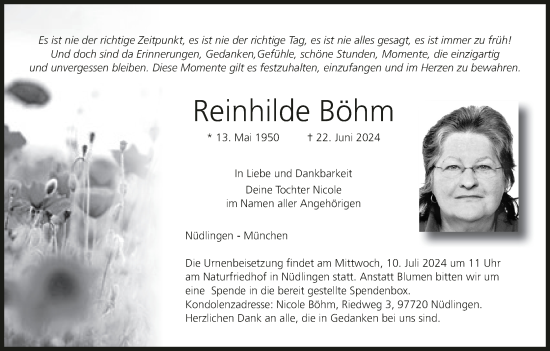 Anzeige von Reinhilde Böhm von MGO