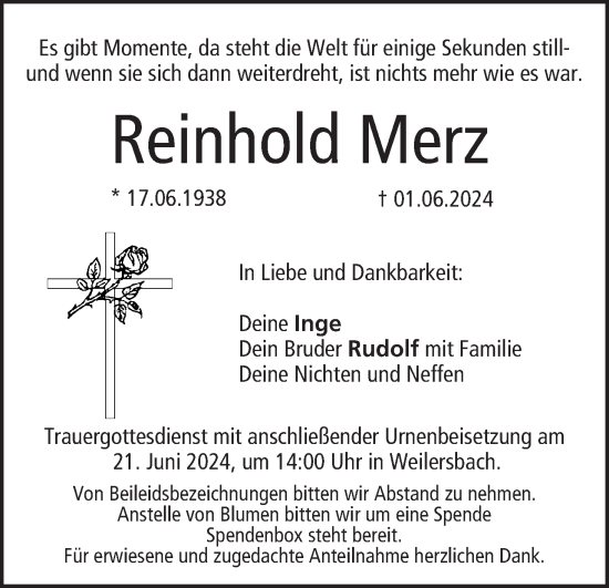 Anzeige von Reinhold Merz von MGO