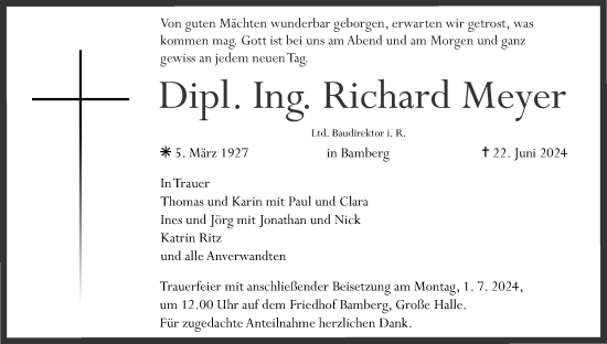 Anzeige von Richard Meyer von MGO