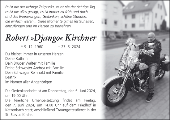 Anzeige von Robert  Kirchner von MGO