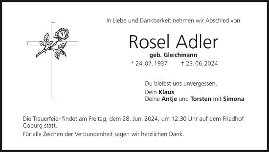 Anzeige von Rosel Adler von MGO