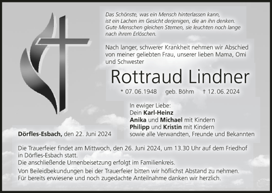 Anzeige von Rottraud Lindner von MGO