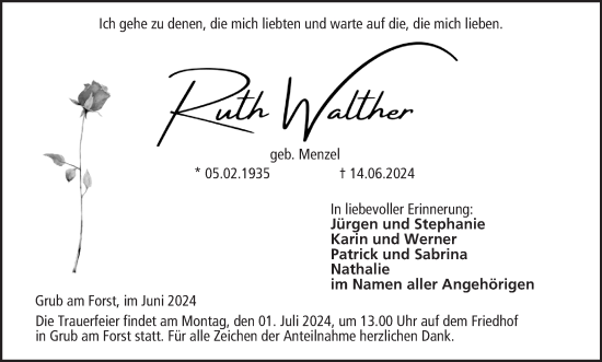 Anzeige von Ruth Walther von MGO