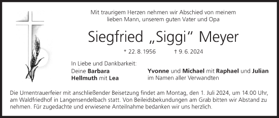 Anzeige von Siegfried Meyer von MGO