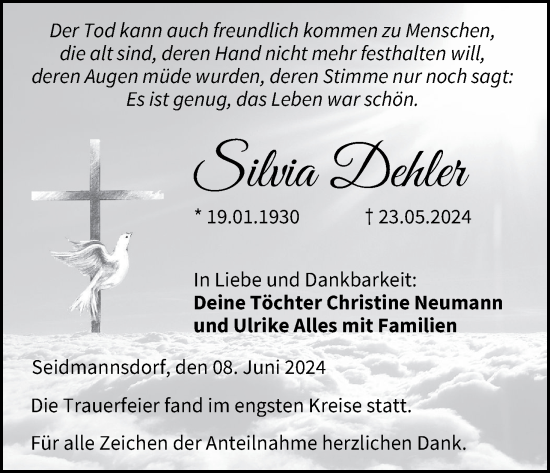 Anzeige von Silvia Dehler von MGO