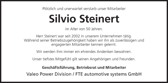 Anzeige von Silvio Steinert von MGO