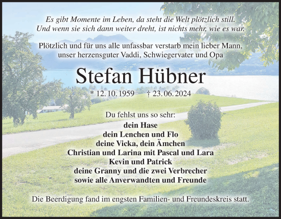 Anzeige von Stefan Hübner von MGO