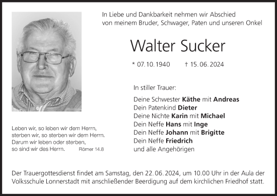 Anzeige von Walter Sucker von MGO