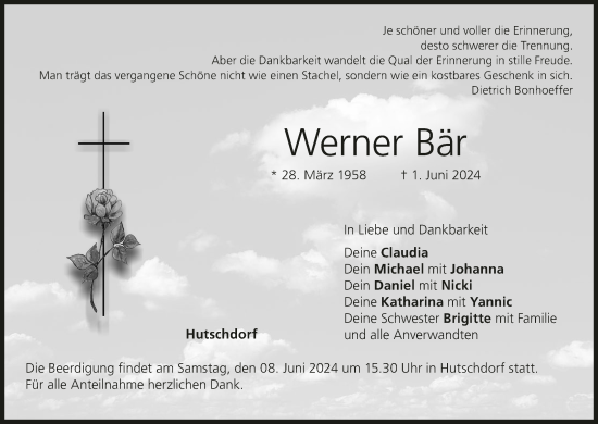 Anzeige von Werner Bär von MGO