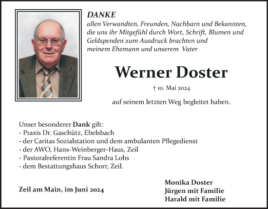 Anzeige von Werner Doster von MGO