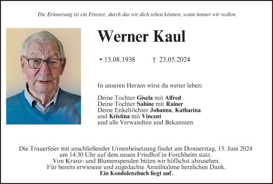 Anzeige von Werner Kaul von MGO