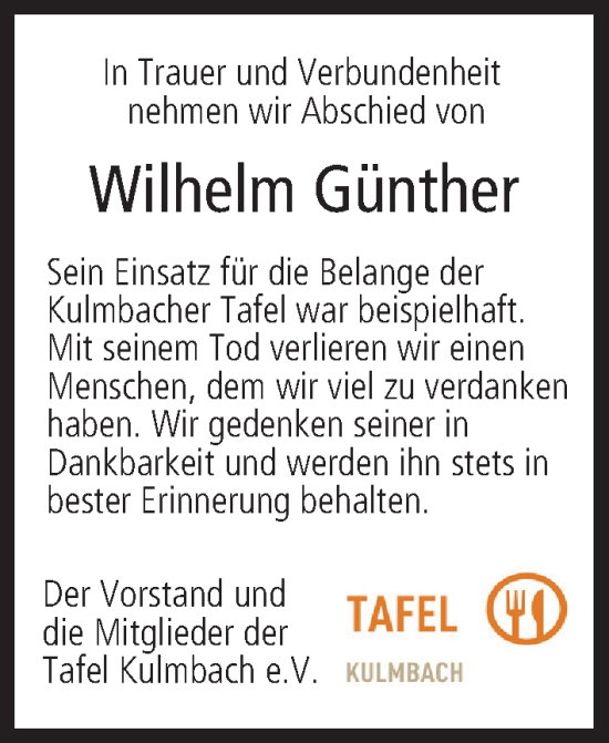 Anzeige von Wilhelm Günther von MGO