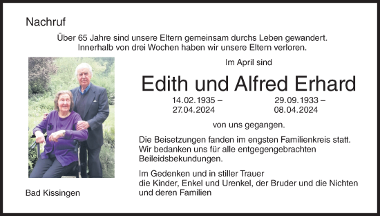 Anzeige von Alfred Erhard von MGO