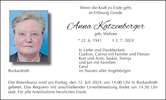 Anzeige von Anna Katzenberger von MGO