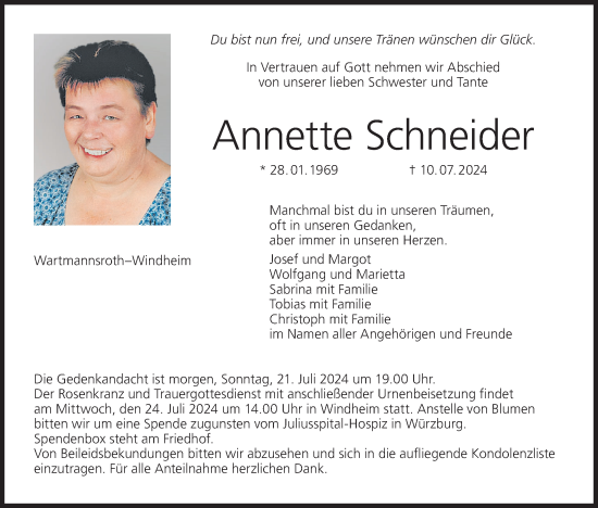 Anzeige von Annette Schneider von MGO