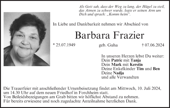 Anzeige von Barbara Frazier von MGO