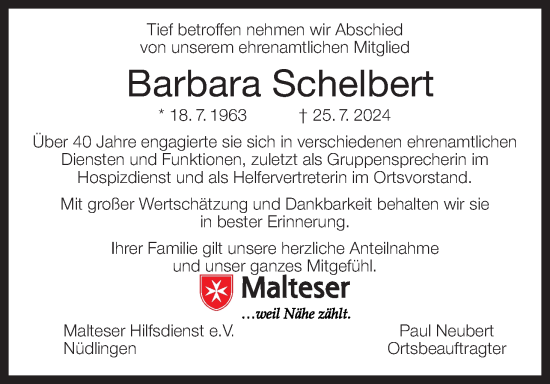 Anzeige von Barbara Schelbert von MGO