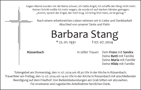 Anzeige von Barbara Stang von MGO
