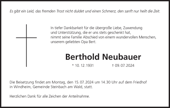 Anzeige von Berthold Neubauer von MGO