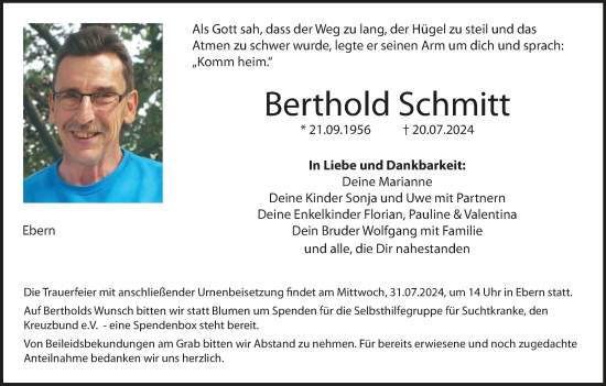 Anzeige von Berthold Schmitt von MGO