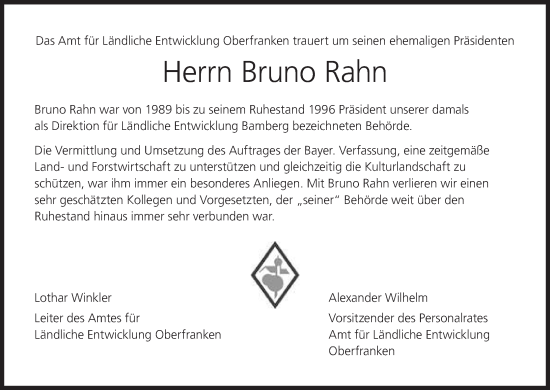 Anzeige von Bruno Rahn von MGO