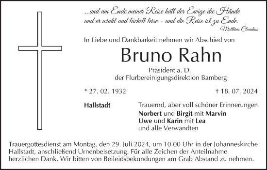Anzeige von Bruno Rahn von MGO