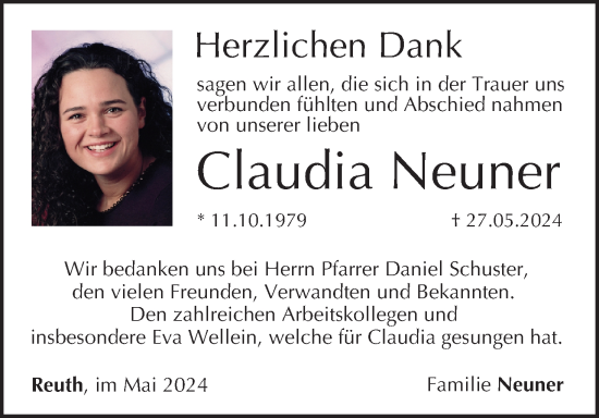 Anzeige von Claudia Neuner von MGO