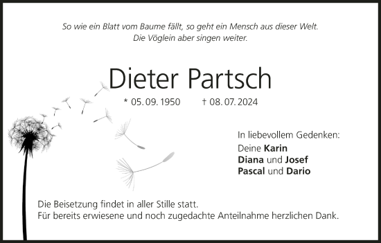 Anzeige von Dieter Partsch von MGO