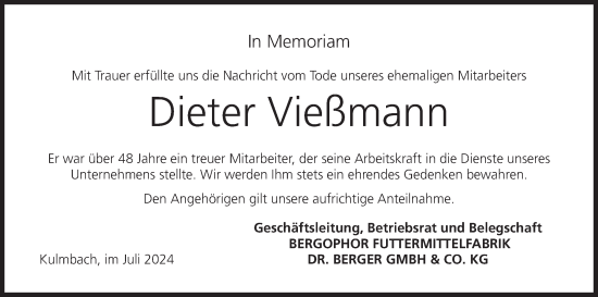 Anzeige von Dieter Vießmann von MGO
