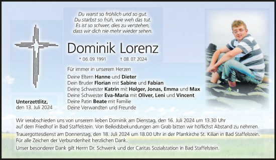 Anzeige von Dominik Lorenz von MGO