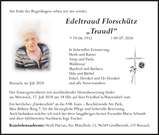 Anzeige von Edeltraud Florschütz von MGO