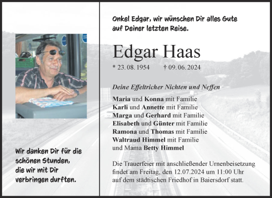 Anzeige von Edgar  Haas von MGO