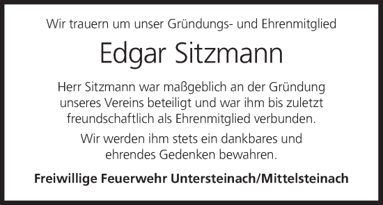 Anzeige von Edgar Sitzmann von MGO