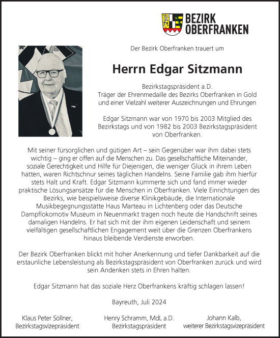 Anzeige von Edgar Sitzmann von MGO