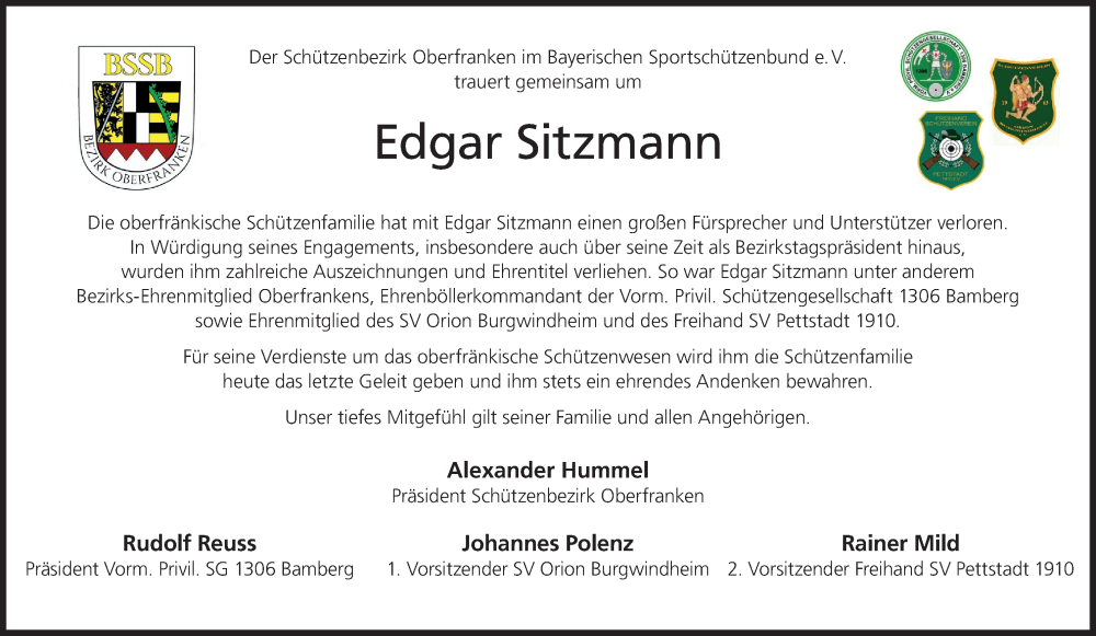  Traueranzeige für Edgar Sitzmann vom 26.07.2024 aus MGO