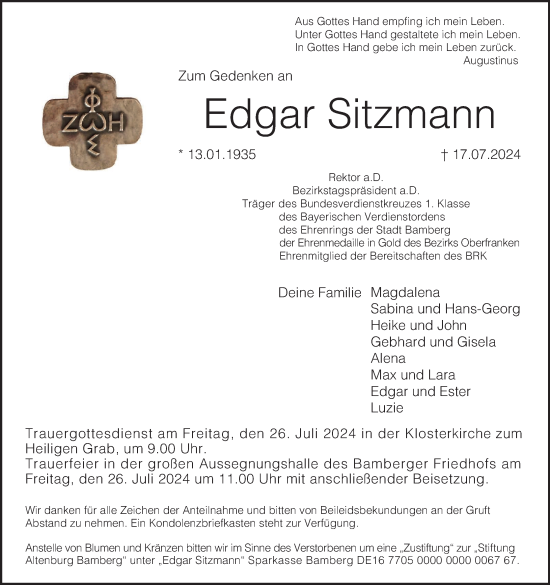 Anzeige von Edgar Sitzmann von MGO