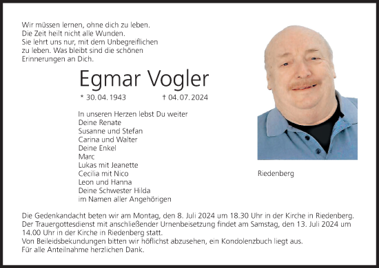 Anzeige von Egmar Vogler von MGO