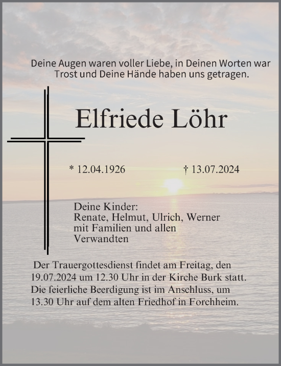 Anzeige von Elfriede Löhr von MGO