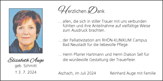 Anzeige von Elisabeth Auge von MGO