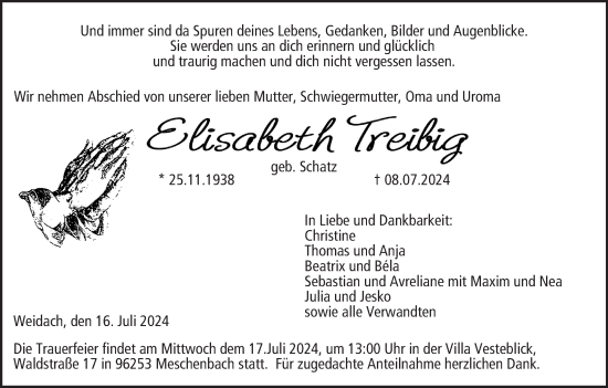 Anzeige von Elisabeth Treibig von MGO