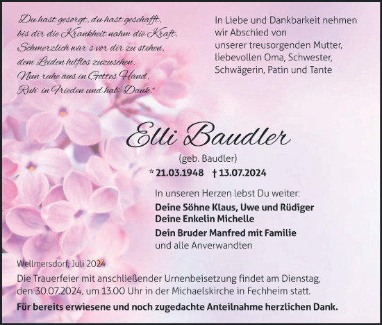 Anzeige von Elli Baudler von MGO