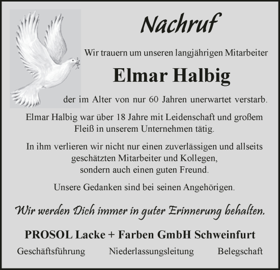 Anzeige von Elmar Halbig von MGO