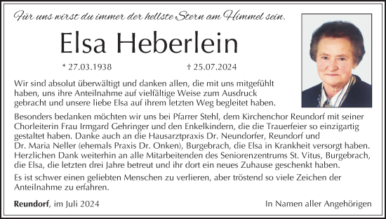 Anzeige von Elsa Heberlein von MGO