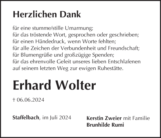 Anzeige von Erhard Wolter von MGO