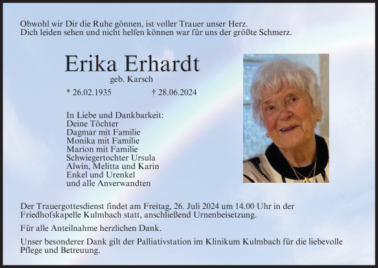Anzeige von Erika Erhardt von MGO