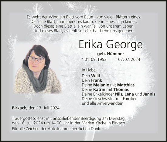 Anzeige von Erika George von MGO