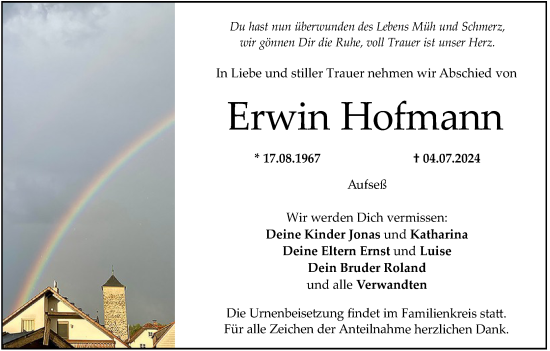 Anzeige von Erwin Hofmann von MGO